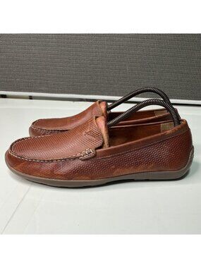 Tommy Bahama Men's Brown Perforated Leather Loafers Size 9.5W Made In India